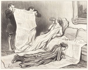 Prenumeranter som får sin tidning... av Honoré Daumier