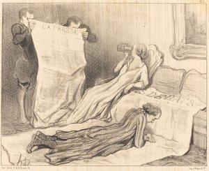 Prenumeranter som får sin tidning... av Honoré Daumier