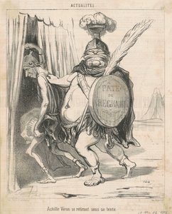 Achille Vèron drar sig tillbaka till sitt tält av Honoré Daumier