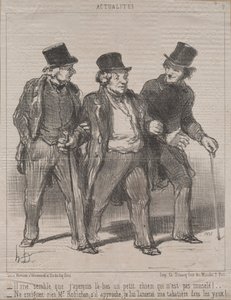 Aktualitet nr 7: Det verkar som att jag märker en liten hund där som inte är munkorgad!..., 1852. av Honoré Daumier