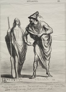 Aktualiteter, skylt 181: Vad tar du mig för! Ta min arm av Honoré Daumier