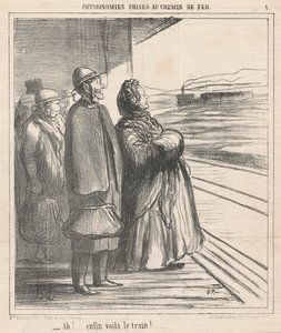 Ah! Äntligen här är tåget! ... av Honoré Daumier