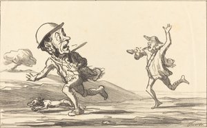おいで!...どうやら...スウェーデンの予約された狩猟 av Honoré Daumier