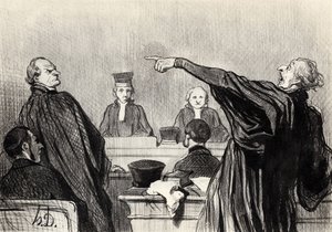 En förespråkare som uppenbarligen är helt övertygad... Från serien Les gens de justice, 1845 av Honoré Daumier