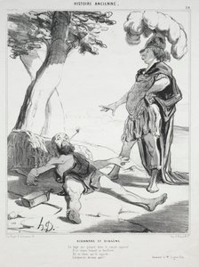 Ancient History, skylt 20: Alexander och Diogenes, 14 augusti 1842. av Honoré Daumier