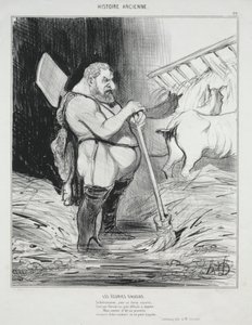 Ancient History, skylt 26: The Stable of Augeas, 25 september 1842. av Honoré Daumier