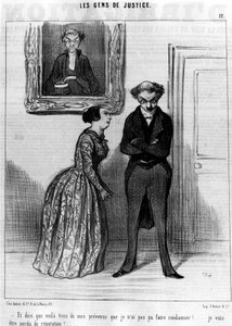 Och att säga att det här är tre av mina åtalade som jag inte kunde ha dömt!... ha förlorat ryktet!... , från "Gens de Justice", serie tecknade serier om rättvisa av Honore Daumier (1808-1879). “Charivari” av Honoré Daumier