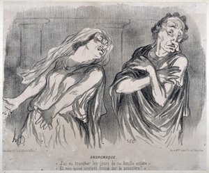 Andromaque-gravyr av Honore Daumier (1808-1879) i ""Le Charivari""". Palais Longchamp, Museum of Fine Arts i Marseille. av Honoré Daumier