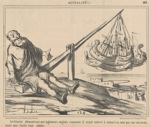 Arkimedes demonstrerar för de engelska ingenjörerna... av Honoré Daumier
