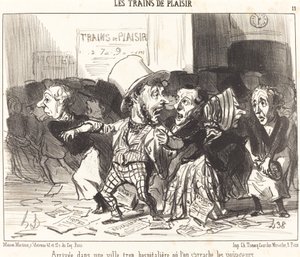 Ankomst till en stad som är för gästvänlig... av Honoré Daumier