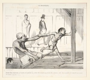Sedan kommer Marsoin; har vi sett den pudeln där, den vill bli sjöman, den gör båtar av valnötsskal och den är rädd för örebad, av Honoré Daumier