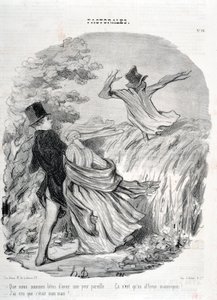 Konstverk av Honore Daumier (1808-1879). Charivari går tillbaka till 1845: Serie PASTORALES "" Vad bra vi är att ha en sådan rädsla... "Jag trodde att han var min man!" MUSEET FÖR FINA KONST - PALACE LONGCHAMP, MARSEILLE av Honoré Daumier