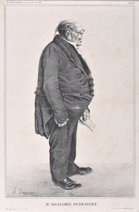 Konstverk av Honore Daumier (1808-1879). Charivari är från 1833: Serie Celebrites de la Caricature "" M. Benjamin Dudessert""" KONSTMUSEET - PALAIS LONGCHAMP, MARSEILLE av Honoré Daumier
