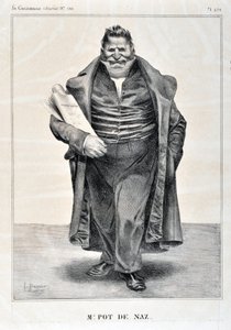 Konstverk av Honore Daumier (1808-1879). Charivari är från 1833: Serie Celebrites de la Caricature "" M.Pot de Naz"" KONSTMUSEET - PALAIS LONGCHAMP, MARSEILLE av Honoré Daumier