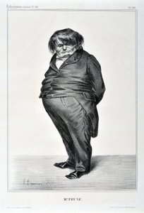 Konstverk av Honore Daumier (1808-1879). Charivari är från 1833: Serie Celebrites de la Caricature "" M. Plum"" KONSTMUSEET - PALAIS LONGCHAMP, MARSEILLE av Honoré Daumier