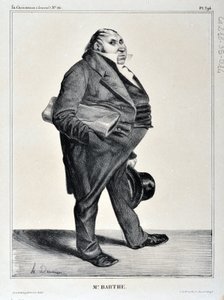 Konstverk av Honore Daumier (1808-1879). Charivari är från 1833: Serie Celebrites de la Caricature "" M. Barthe"" KONSTMUSEET - PALAIS LONGCHAMP, MARSEILLE av Honoré Daumier