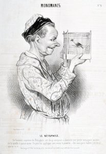 Konstverk av Honore Daumier (1808-1879) Charivari är från 1840: Serie MONOMANES Le Betophile "Betophiles högsta lycka är att hemma skapa ett litet menageri där han tillbringar sitt liv. Ordspråket "Säg mig vem du hemsöker, så ska jag säga dig vem du hemsök av Honoré Daumier