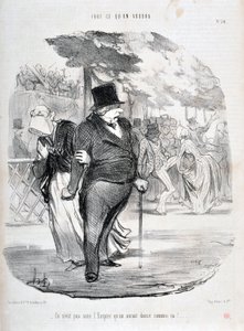 Konstverk av Honore Daumier (1808-1879). Charivari är från 1849: Serie ALL WHAT YOU WILL “” Det är inte under imperiet vi skulle dansa så här!...”” MUSEUM OF FINE ARTS - PALACE LONGCHAMP, MARSEILLE av Honoré Daumier