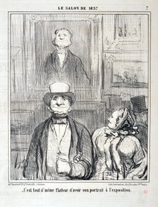 Konstverk av Honore Daumier (1808-1879). Charivari är från 1857: Serie SALON DE 1857 "- Det är fortfarande smickrande att ha hans porträtt på utställningen" MUSEE DES BEAUX ARTS - PALAIS LONGCHAMP, MARSEILLE av Honoré Daumier