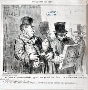 Konstverk av Honore Daumier (1808-1879). Charivari är från 1859: Serie I REA "" - Min fru rekommenderade mig att ta med mig mitt porträtt gjorda i Paris... Jag utnyttjade denna rea för att köpa den här... -Men det är inte du... ca. .. - Jag vet det, jag sk av Honoré Daumier