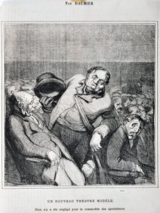 Konstverk av Honore Daumier (1808-1879). Charivari är från 1864: Serieskisser tagna på teatern En ny teatermodell. "Ingenting har försummats för åskådarnas bekvämlighet"" MUSEE DES BEAUX ARTS - PALAIS LONGCHAMP, MARSEILLE av Honoré Daumier