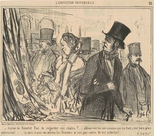 Blir du klar med att titta på de där sjalarna snart? av Honoré Daumier