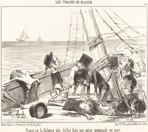 Efter att ha fått den olyckliga idén att åka... till sjöss av Honoré Daumier
