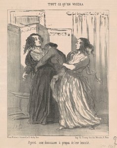 Att ha en diskussion om deras skönhet av Honoré Daumier
