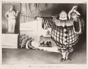Sänk ridån, Farsen spelas / Senkt den Vorhang, die Posse ist (även: La Caricature nr 201, 11.09.1834). 1834 av Honoré Daumier