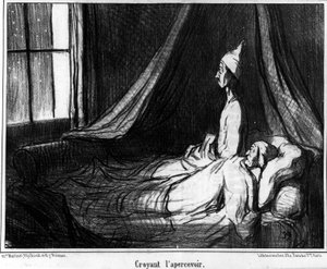 Att tro att man ser honom, karikatyr av Honore Daumier (1808-1879). "Charivari" av Honoré Daumier