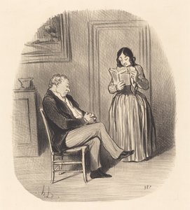 Bourgeois läses, efter middagen, några kapitel... av Honoré Daumier