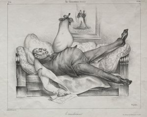 Karikatyr, skylt 139: Mardrömmen, 1832. av Honoré Daumier