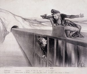 Tecknad serie av Daumier "" Les Chemins de Fer"", nd. 1800-talet av Honoré Daumier