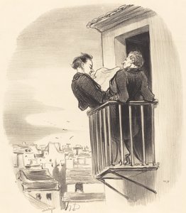 Hur vi förstår den spanska balkongen i Paris av Honoré Daumier