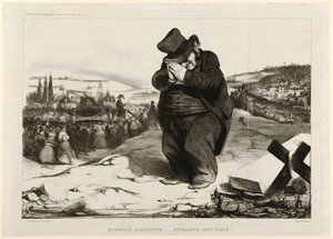 Krossad Lafayette!... Instängd, gammal karl! 1834 (litografi) av Honoré Daumier