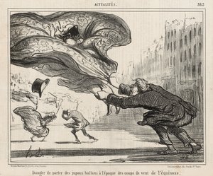 Risk för att bära ballongunderkjolar under dagjämningsstoringarna, publicerad 3 april av Honoré Daumier