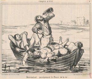 Lyckligt nedför livets flod av Honoré Daumier