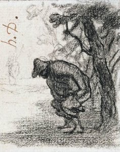 Don Quijote och Sancho Panza bakom ett träd av Honoré Daumier
