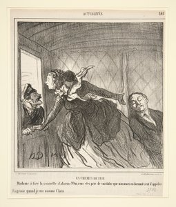 På tåget: Madame ringde på dörren av Honoré Daumier