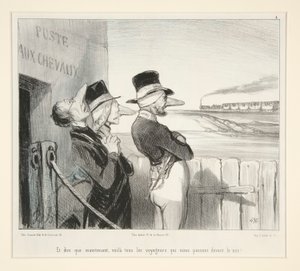 Och att tänka att nu, här är alla resenärer som passerar framför oss! av Honoré Daumier