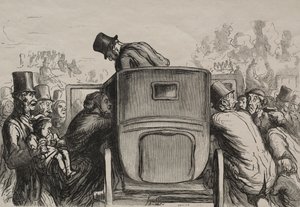 Universell utställning: Letranger hittar alla faciliteter för att återvända till sitt hotell. av Honoré Daumier