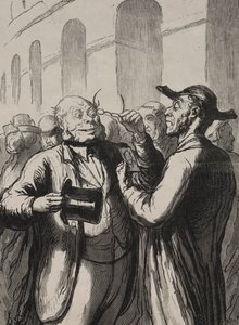 Universell utställning: Inspektionen av fotografier vid vändkorsarna.... av Honoré Daumier