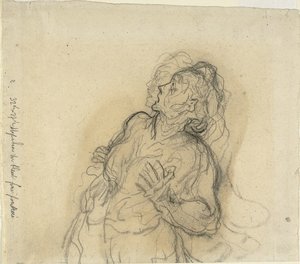 Skrämd kvinna av Honoré Daumier