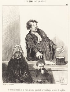 Han försvarar den föräldralösa och änkan, om inte... av Honoré Daumier