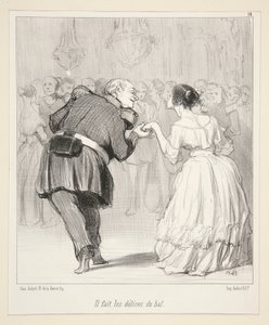 Han gör bollens nöjen., från Les Banqueteurs av Honoré Daumier