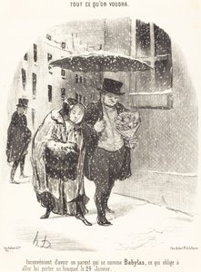 Nackdel med att ha en förälder som heter Babylas... av Honoré Daumier