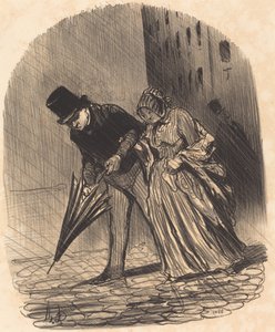 Nackdel med ett paraply med för komplicerade fjädrar av Honoré Daumier
