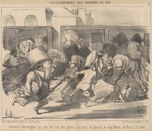 Invasion av vagnarna en dag när vi går av Honoré Daumier