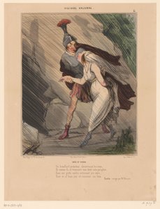 Karikatyr av Aeneas och Dido Enée et Didon (titel på objekt) Karikatyrer av antika figurer (serietitel) Histoire ancienne (serietitel på objekt) av Honoré Daumier