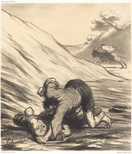 Åsnan och de två tjuvarna av Honoré Daumier